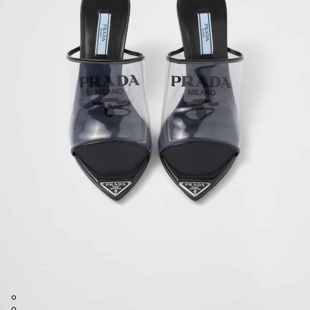 PRADA Logo-print Plexiglas high-heel slides-Prada mules - Picture 8 of 13